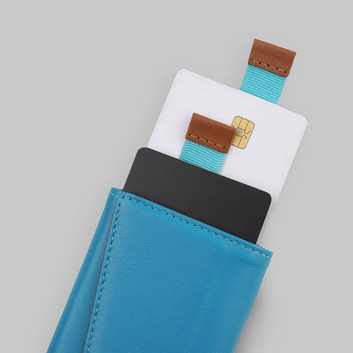 Fast Access Turquoise Slim Leather Speed Wallet