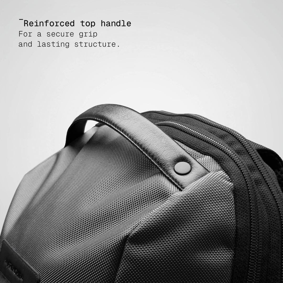 Top handle detail on the grey Vector Speed Backpack