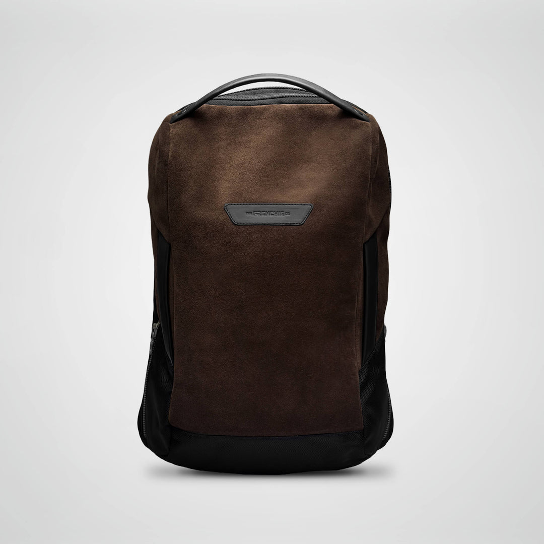 Brown Vector Speed Backpack, front view in suede
