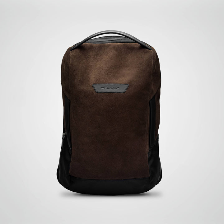 Brown Vector Speed Backpack, front view in suede