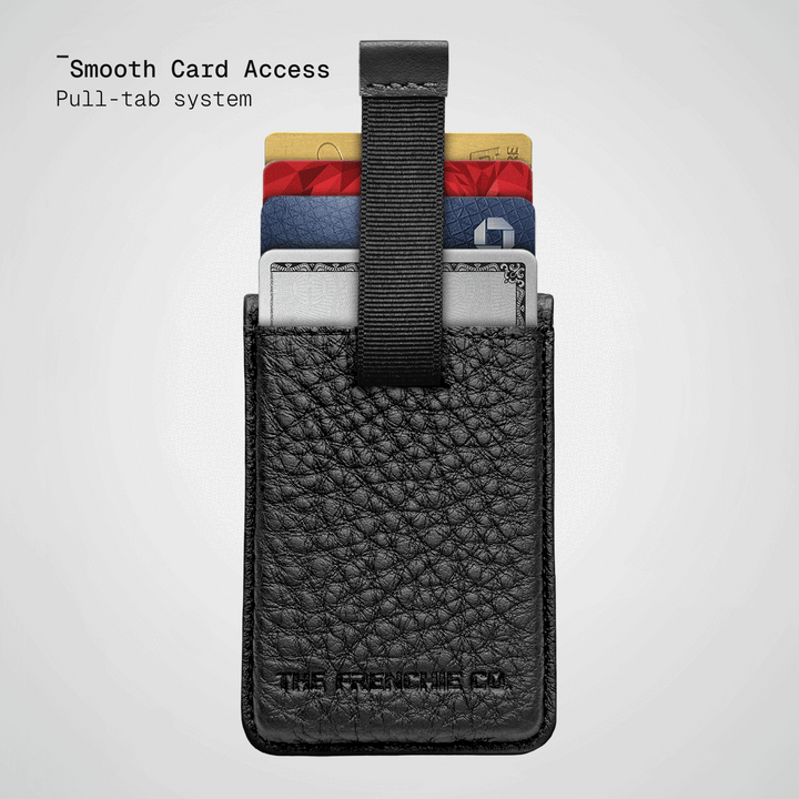 Pull tab raising four cards out of the Togo Speed Wallet Duo